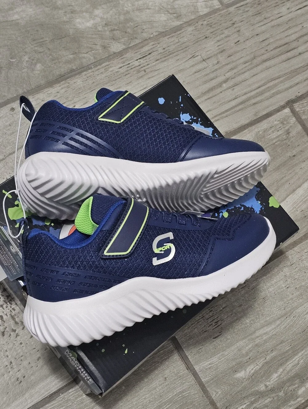 Skechers Kids' Navy Blue Memory Foam Athletic Sneakers Size 2, Brand New